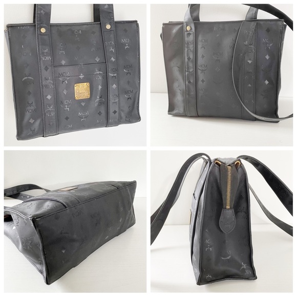 MCM vintage black visetos canvas shoulder bag - Picture 4 of 11